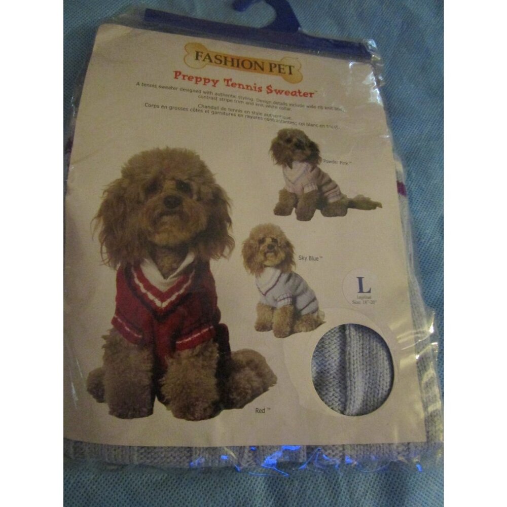 Fashion Pet Preppy Tennis Dog Pet Sweater Blue Large L